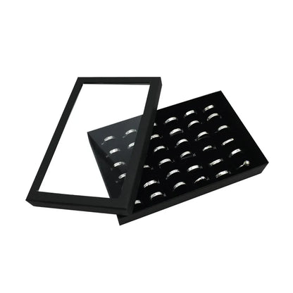 36 Slot Rings Display Box Stand Metal Earrings Storage Box Storage Box with Transparent Cover Jewelry Display Cabinet