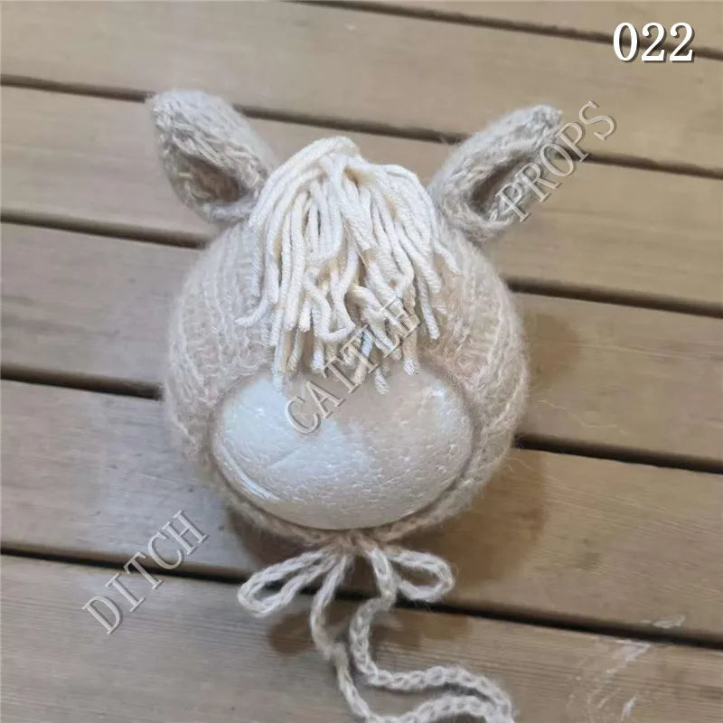 Newborn Photography Props Mohair Horse Styling Hat Studio Clothing