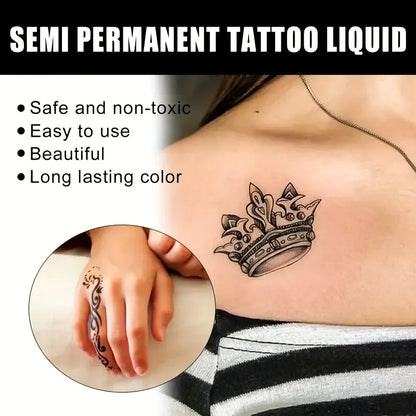 Long-Lasting Temporary Tattoo Inks with 3 Tattoo stickers Kit,Freehand Painting Gel for Makeup Trend Party Tattoos for Face Body