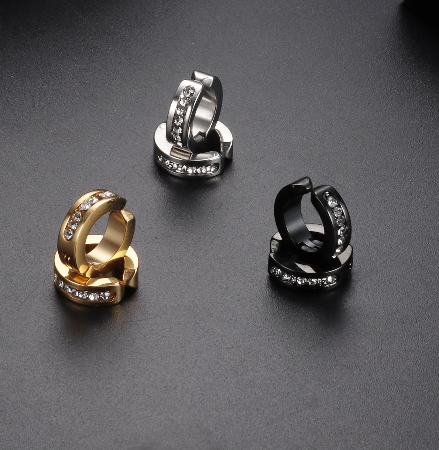 1 Pair/9 Pairs Non-Piercing Earrings Stainless Steel Clip On Hoop Earrings For Men Women Paved CZ Ear Clip Earrings Set