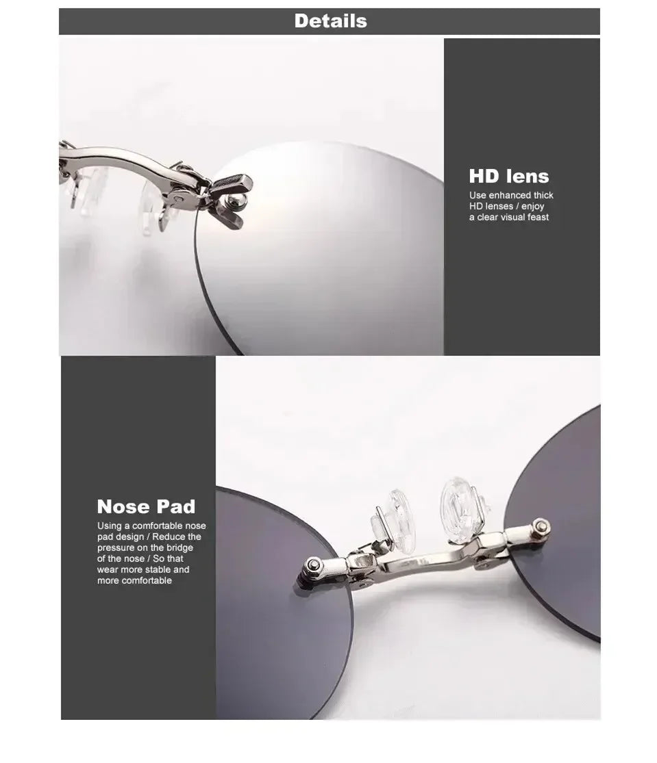  VIEWRING1-2PCS Clip On Nose Glasses Round Rimless Matrix Morpheus Sunglasses Mini Frameless Vintage Men Eyeglasses