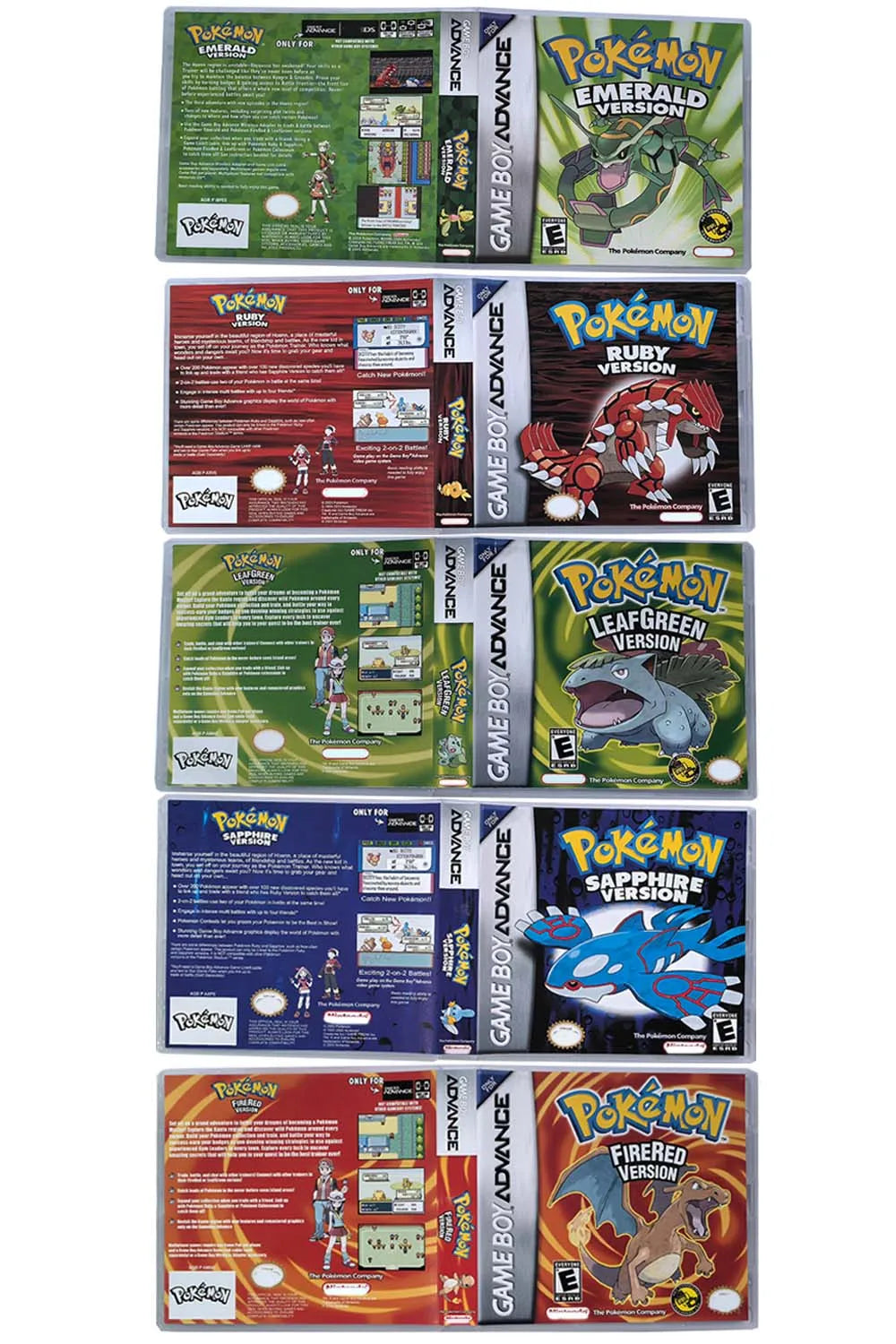 2025 New Pok é mon Series Jade Red Leafgreen Ruby Sapphire 5th Edition GBA Game Box, 32-bit Video Game Cartridge, No Manual