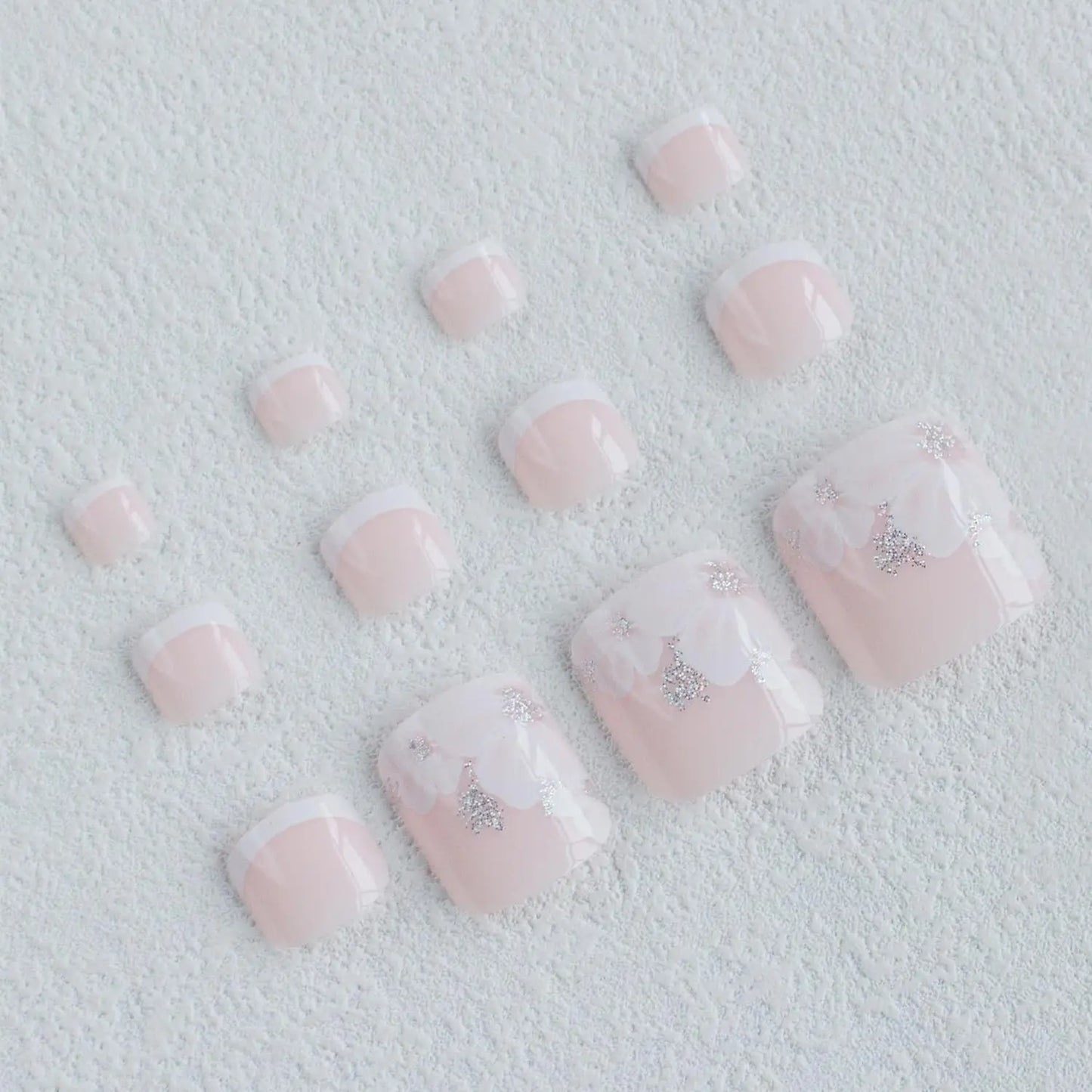 24PCS Pink Fake Toenails With Full Coverage Of Glossy Acrylic Glue, Designed Flower Artificial Ssticks, Suitable For Women's