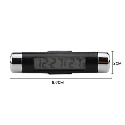 Portable 2 in 1 Car Digital LCD Clock Temperature Display Electronic Clock Thermometer Car Automotive Blue Backlight With Clip