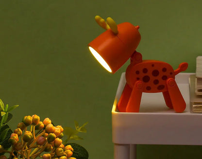 LED Night Light Mini Folding Desk Lamp Cute Pet Lights Dog Deer Portable Night Light Student Living Room Decor Gift