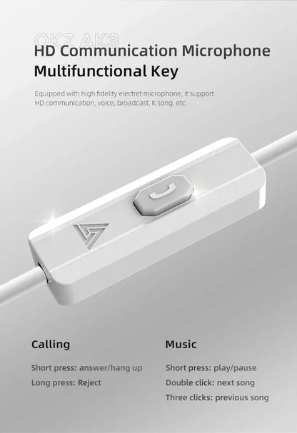 QKZ CK5 FiLe Wired Earphone with Microphone HiFi Music Earphone Professional Gaming And Sports Noise Cancelling Headphones