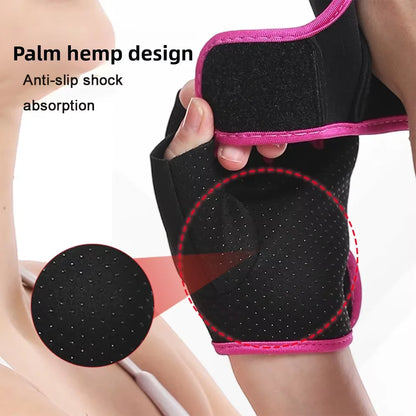 1 Pair Unisex Adjustable Sports Gloves For Autumn And Winter with Anti-slip Silicone Dots for Weightlifting Cycling Squat