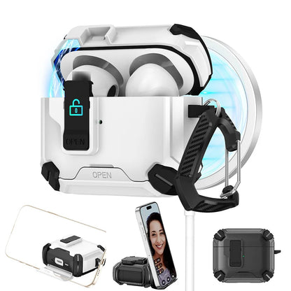 Luxury Bracket Case For AirPods Pro 3 3nd Automatic Lock Compatible With MagSafe For Men Apple Air Pods Pro 2 4 3 2 1 Pro2 Cover