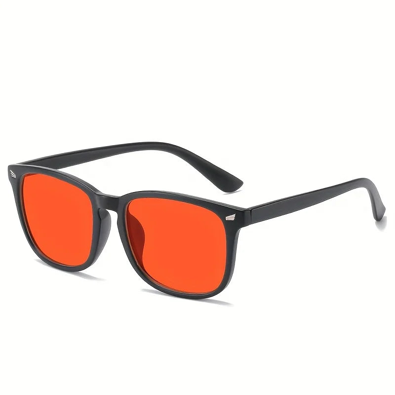Classic Red Lens Blue Light Blocking Glasses Square Men Better Sleep Anti Filter Men Orange Women Eyeglasses