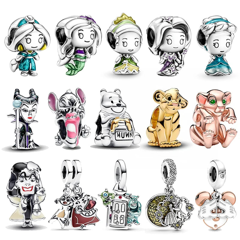Hot Sell MINISO Disney 925 Sterling Silver Animals Mobilization Charms Beads Hot Original Bracelet DIY Jewelry Women Pendant