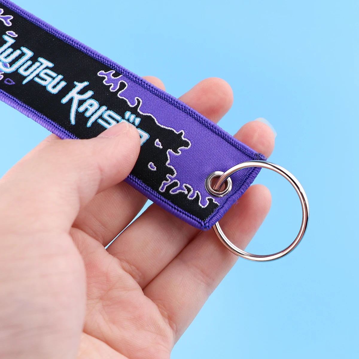 Anime Satoru Gojo Geto Suguru Embroidery Key Fobs Japanese Manga Key Tag Keychain Key Ring Backpack Chaveiro