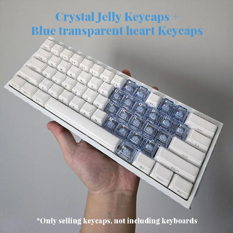 XVX White Custom Side Printed Keycaps Crystal Jelly Keycaps 113 Keys OEM Profile for Cherry MX Switches Mechanical Keyboard