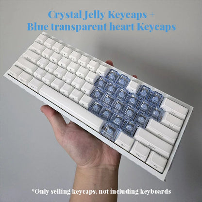 XVX White Custom Side Printed Keycaps Crystal Jelly Keycaps 113 Keys OEM Profile for Cherry MX Switches Mechanical Keyboard