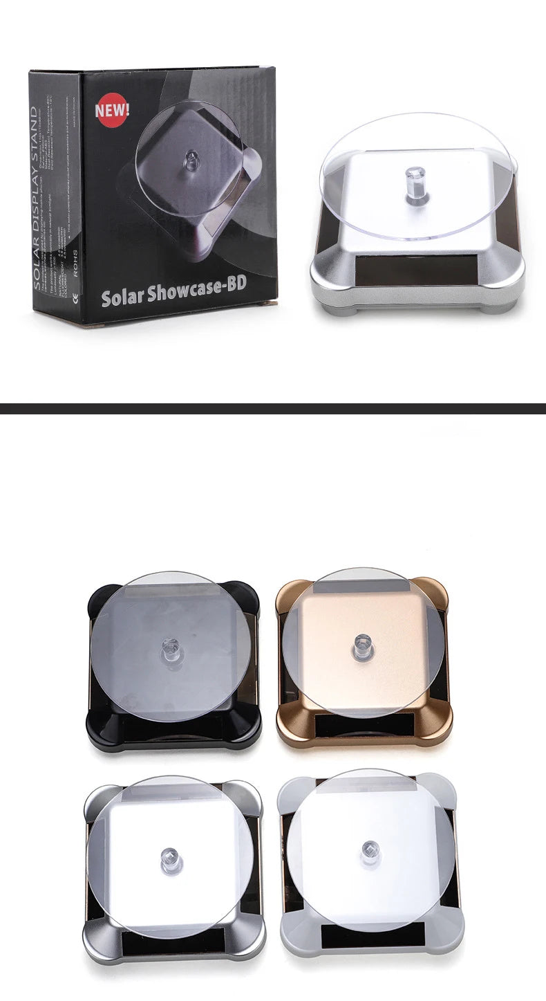 Solar Showcase 360 Automatic Rotating Turntable Jewelry Organizer Jade Ware Necklace Bracelet Watch Phone Display Stand