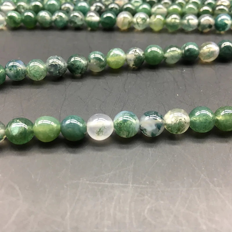 1strand/lot Moss Grass Agat Natural Stone Round Loose Green Beads For jewelry Making 4/6/8/10MM DIY Bracelet Bulk Wholesale