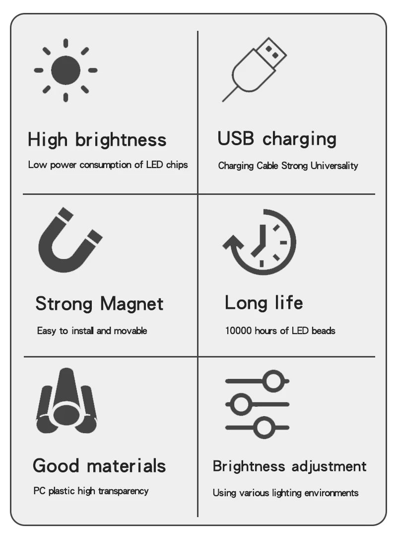LED Rechargeable Lamp Tube USB 5V Emergency Light Camping Magnetic Portable Lightinging Night Market Outdoor Vehicle Hard Strip