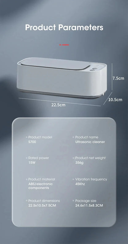 Ultrasonic Cleaning Machine Mini High-frequency Vibration Cleaning Adjustable Glasses Jewelry Pacifier Timed Cleaning Tool