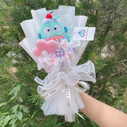 Cartoon My Melody Kuromi Cinnamoroll Kt Cat Plush Doll Creative Flower Bouquet Valentine Christmas Graduation Birthday Gift