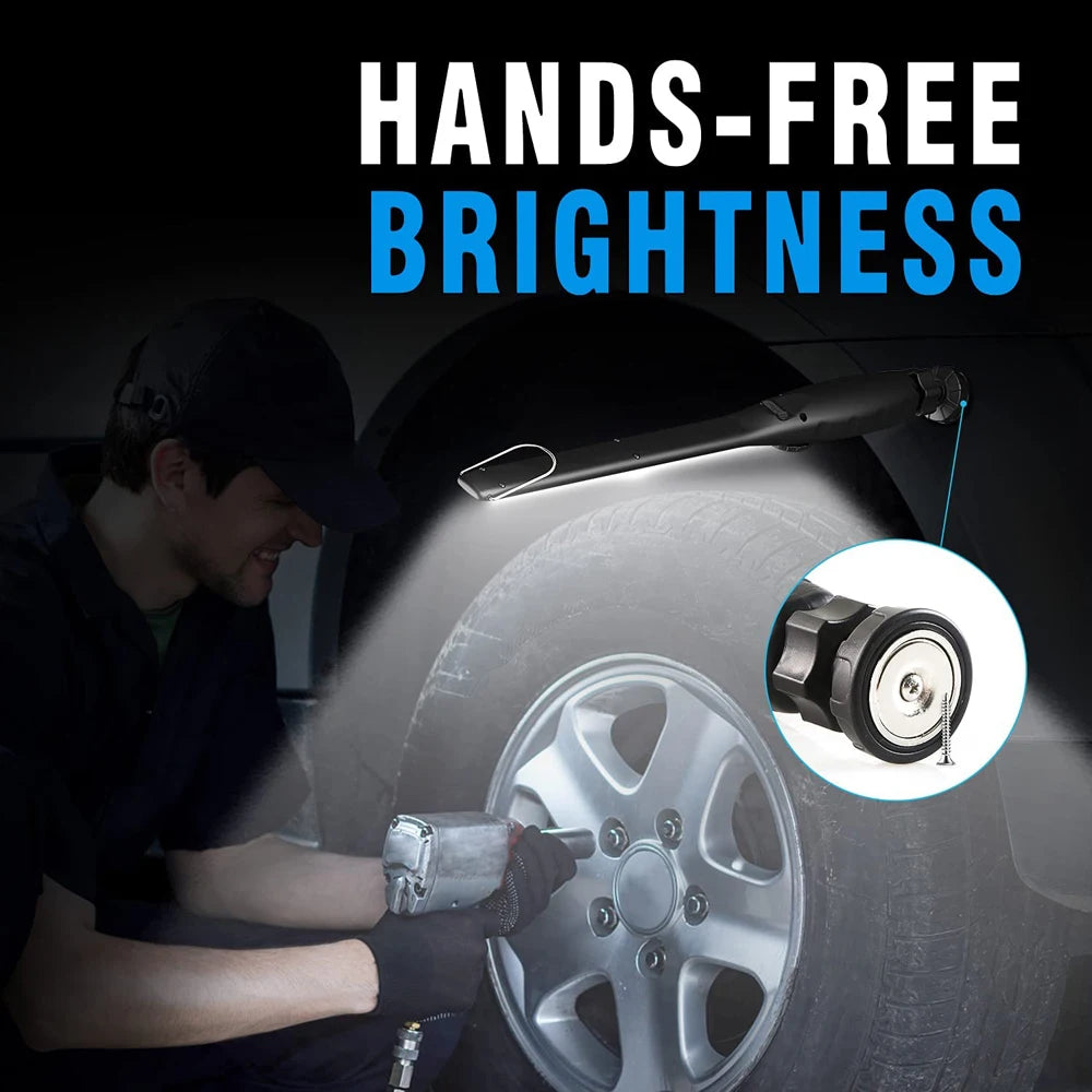 KDULIT LED Magnetic Work Light Rechargeable Underhood Work Lamp With Hooks & Rotating Magnetic Base For Car Repairing Emergency