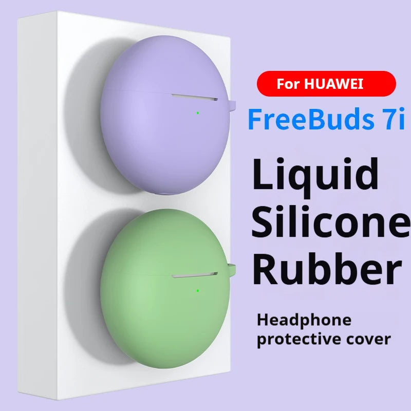 New Silicone Protective Case For Huawei Freebuds 7i 2025 Cover Shockproof Anti-Scratch Protective Cases With Hook Housing Shell