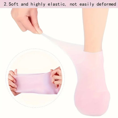 Silicone Moisturizing Foot Socks, 2 Pack, for Dry and Cracked Feet - with Body Lotion Soothing Massage Pedicure Care Kit
