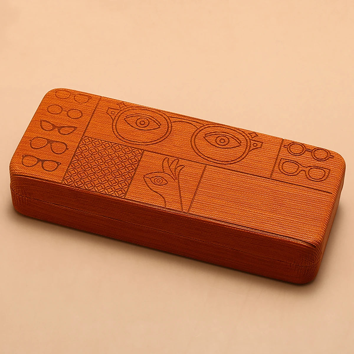 1pc Geometric Pattern Glasses Case Portable Stylish Square Eyewear Holder with Embossed Designs for Men’s Fashion Accessories
