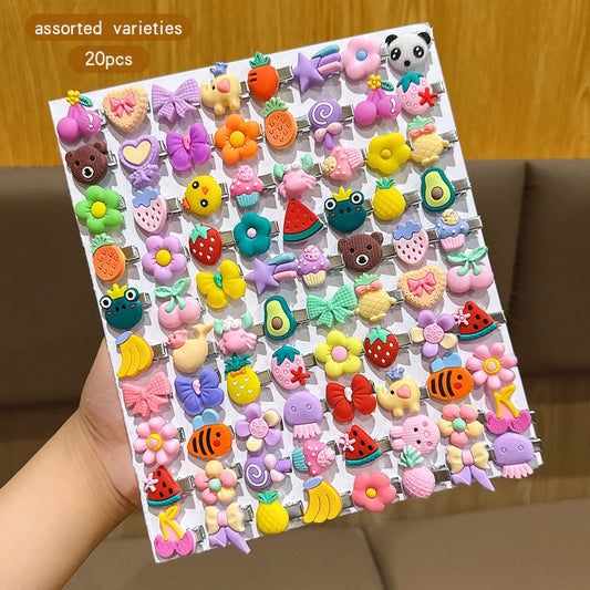20 random cartoon cute hair clips suitable for daily hair accessories