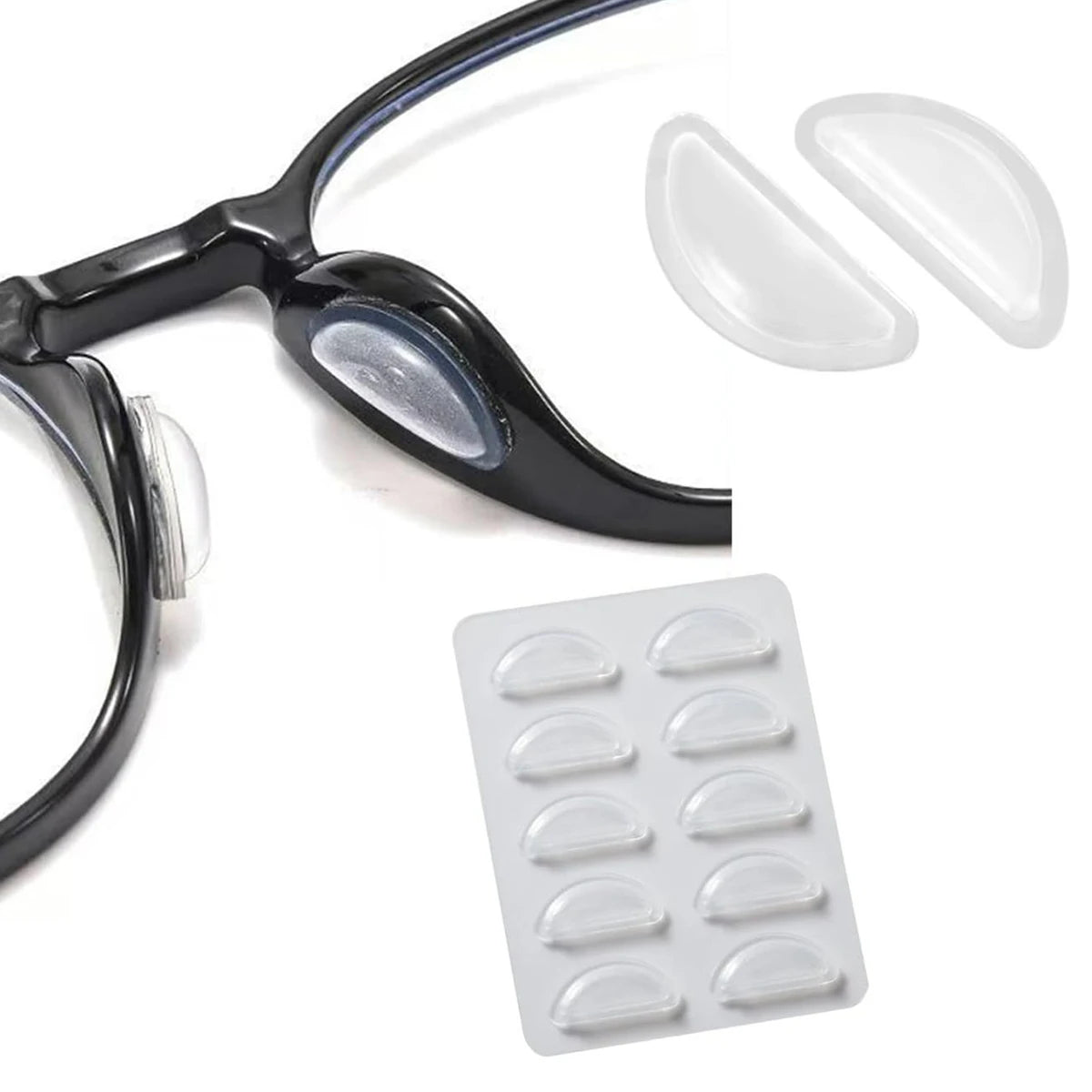 5/10 Pairs Super Sticky Anti Slip Eyeglass Nose Pads Soft Silicone Adhesive Glasses Nose Pad for Plastic Frame Glasses Parts