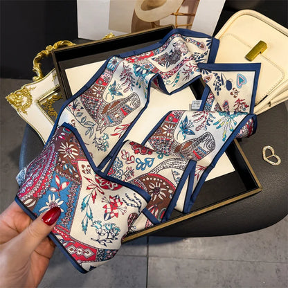 Fashion Skinny Silk Scarf for Women Letter Hair Ribbons Headbands Bandana Female Bag Wrist Wrap Neckerchief Foulard Neck Ties