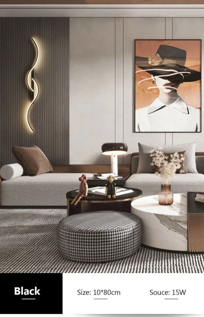Modern LED Wall Lamp Minimalist Led Light Bedroom Bedside Long Strip Wall Sconces Living Room Sofa Home Indoor Lighting Fixture