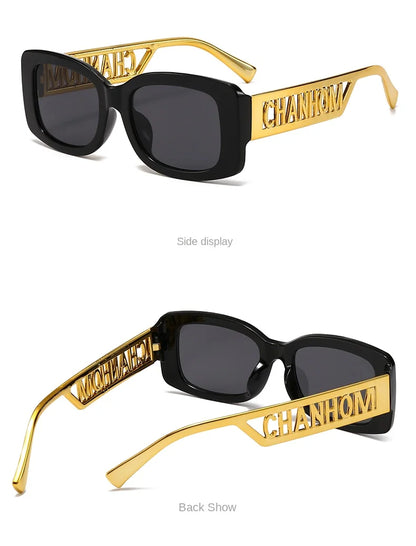 Fashion Fishing Sunglasses Male Female Black Frame Letter Palm Hip-hop Trend Brand High-end Sense Sunglasses Travel Sunglasses