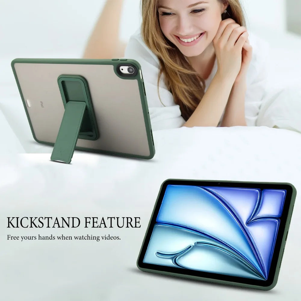 For iPad 5th 6th 9.7" 7th 8th 9th 10.2" Air 4 Air 5 Air 11 A16 2025 Pro11 10th iPad mini 4 5 6 7 Hard PC+TPU Stand Cover Case
