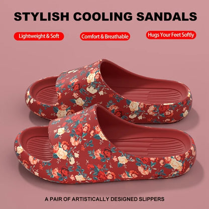 Women Men Floral Slide Sandals Plus Size Soft Slippers Thick Sole Non Slip Beach Shoes Casual Summer Indoor Outdoor Footwear