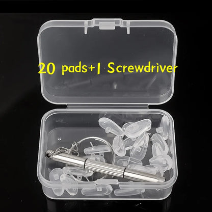 Eyeglasses Nose Pads with Screwdriver DIY Soft Silicone Air Chamber Glasses Replacement Repair Tools Anti-slip Nose Pad Screw