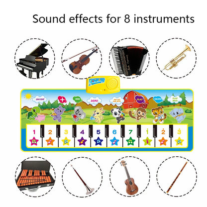 Kids Musical Carpet Baby Toddlers Fitness Keyboard Piano Mat Music Play Instrument Montessori Education Toys Gift for Girl Boy