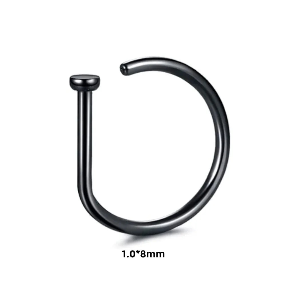 New Curved Barbells Fake Nose Piercing D Shaped Tragus Helix Stud Earring Hoop Septum Stainless Steel Ring Nostril Body Jewelry