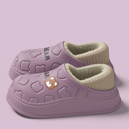 Waterproof Cotton Slippers for Women Men Winter Outdoor Indoor Home Plush Warm Thick Sole Anti slip Cotton Shoes for Couple