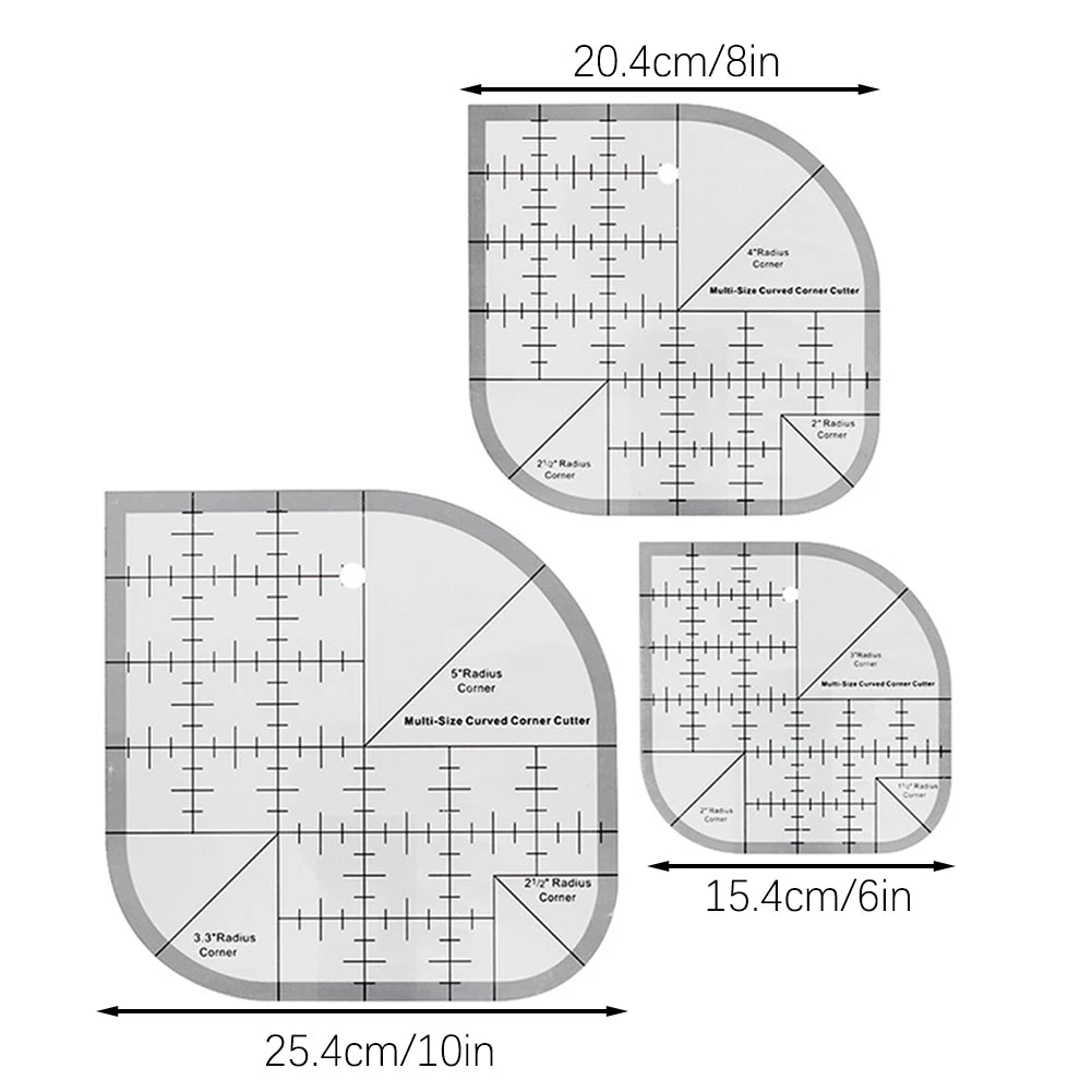 Non Slip Curved Corner Cutter Ruler Acrylic DIY Crafts Patchworks Sewing Template Household Patchworks Tool Sewing Supplies
