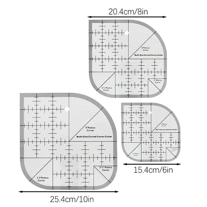 Non Slip Curved Corner Cutter Ruler Acrylic DIY Crafts Patchworks Sewing Template Household Patchworks Tool Sewing Supplies