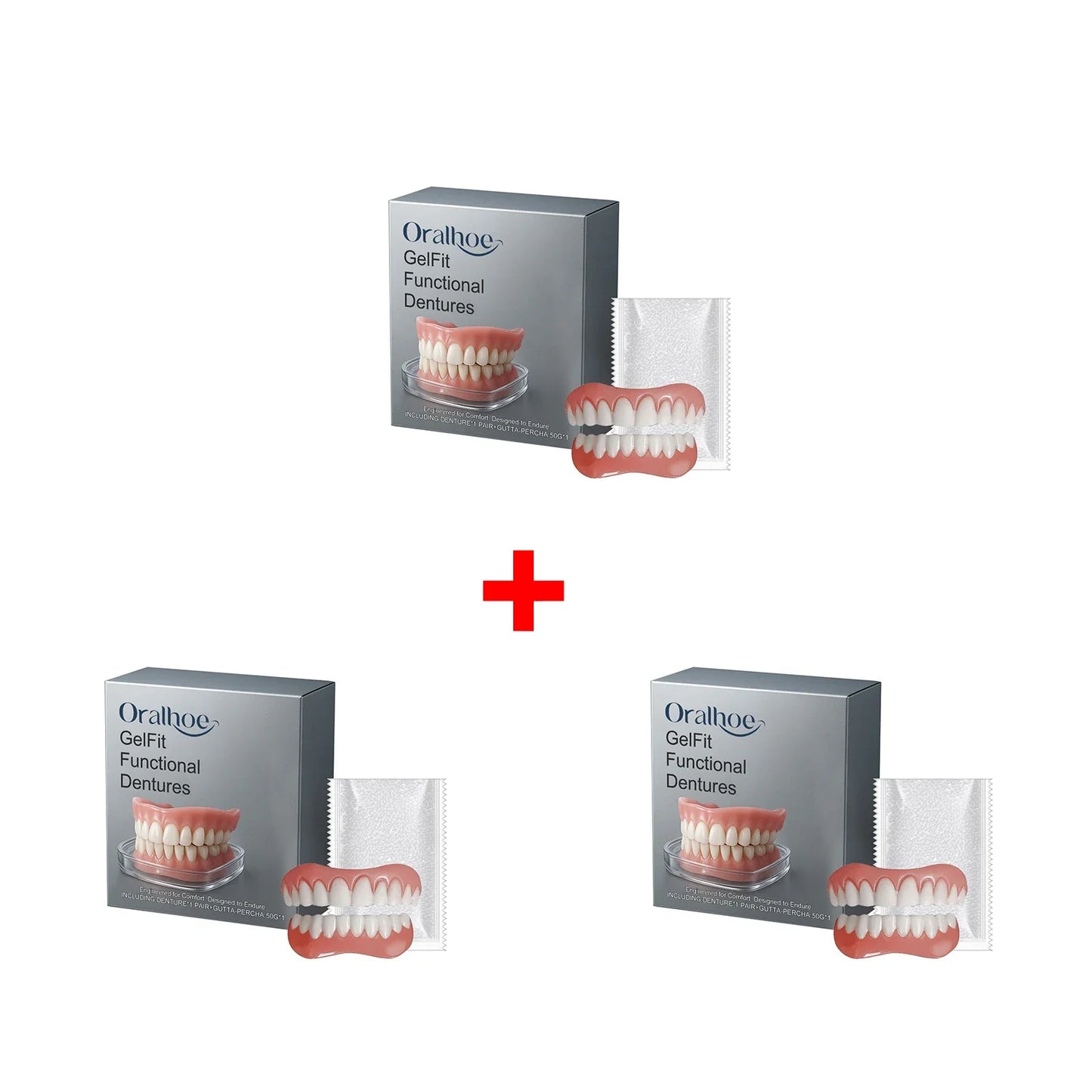 Silicone Dentures  Full Set Soft Safety Easy to Use Perfect Fit Oral Improve Tooth Loss Broken Temporary Denture Kit CK848-LJX