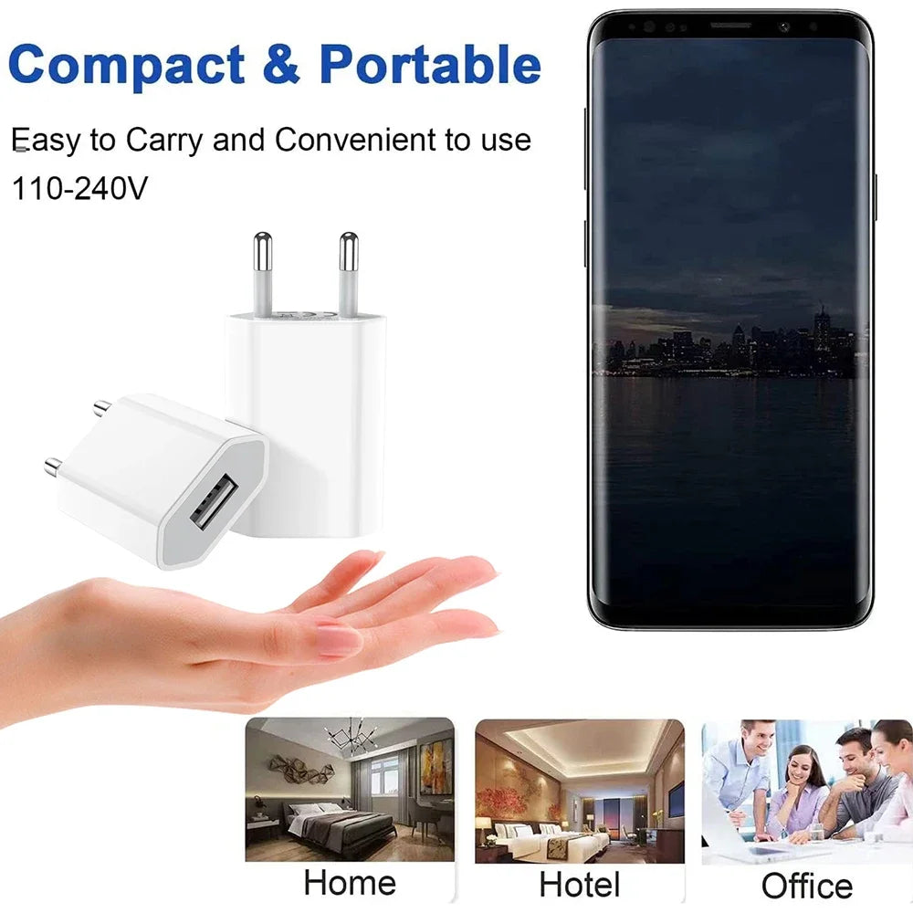 1-5Pcs Universal 5V EU Plug USB Home Travel Mobile Phone Charger For Samsung Xiaomi Redmi  Huawei Charger Power Wall Adapter