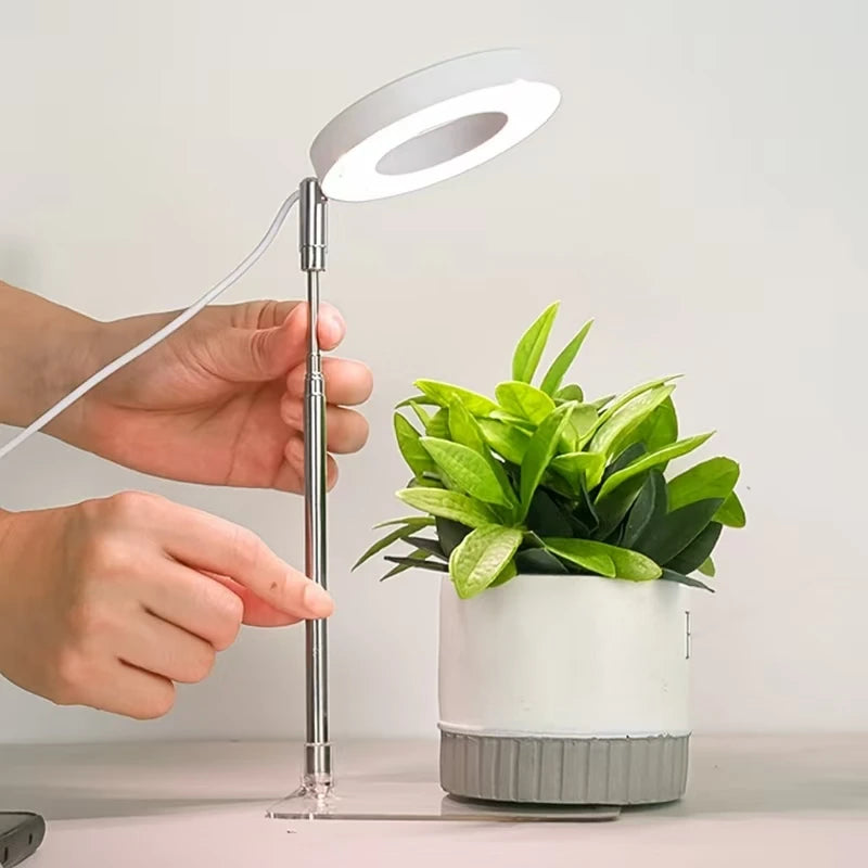 Full Spectrum Fill Light LED Grow Lamp for Indoor Solar Plants with Adjustable Height, 3/9/12H Timer 10-Level Dimming for Garden