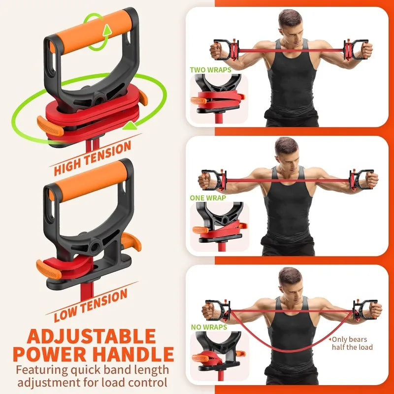 4-Level Resistance Bands Set with Handles - Adjustable Home Workout Bands for Strength Training, Yoga, Pilates & Fitness