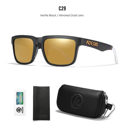 KDEAM Men's Polarized Sunglasses Square Casual Outdoors Sun Glasses Women Unisex Sunglass For Couple With Zipper Case