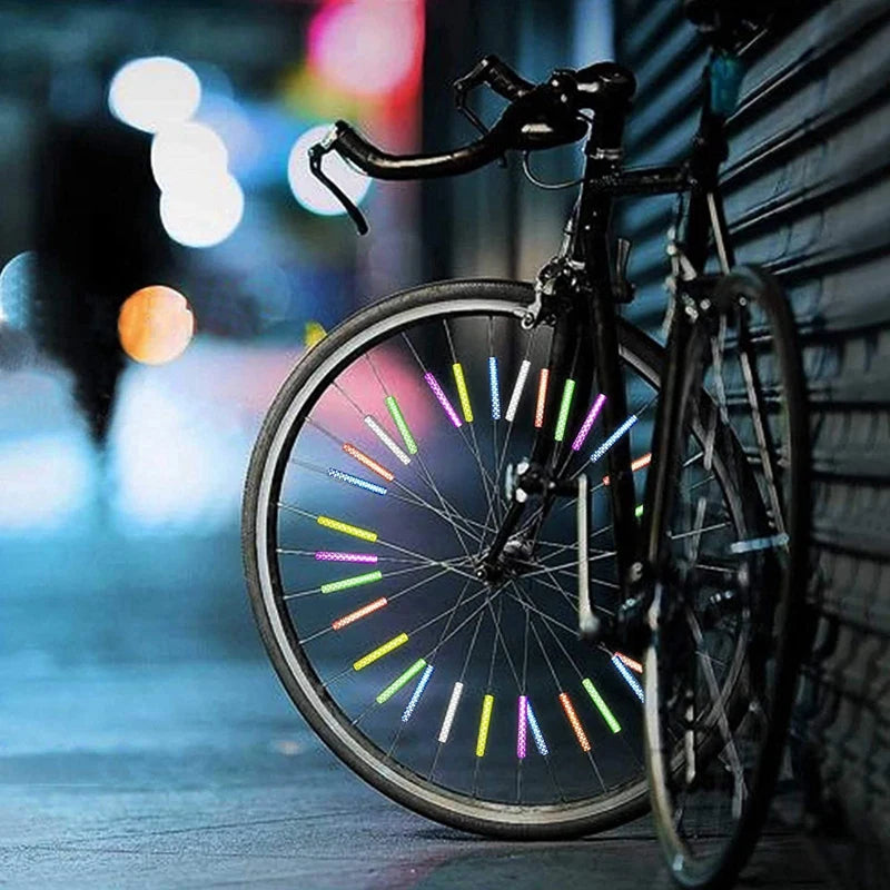 12PCS/Bag Bicycle Wheel Spokes Reflective Sticker Tube Strip Warning Light DIY 7.5cm MTB Cycling Reflector Reflective Safety Kit