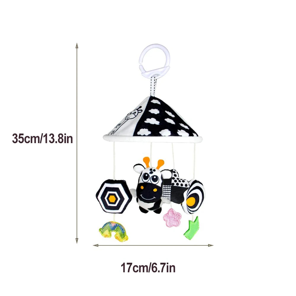 Black and White High Contrast Baby Toys Car Seat Toys for Newborn Hanging  Stroller Toy for 0 12 Months Infant Rattle Toys