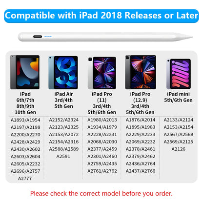 Stylus Pen For Apple Pencil with LED Power Indicators Palm Rejection Touch Pen For 2026 2025 2022 2021 2020 2019 2018 iPadPencil