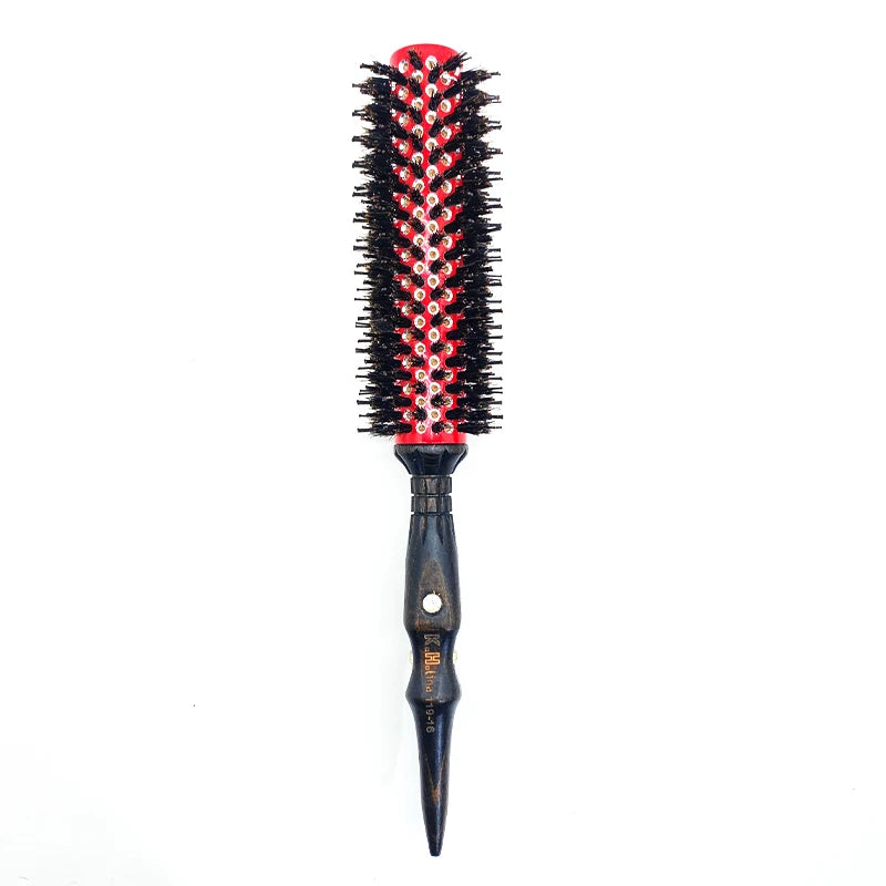 Round Hairbrush Anti Static Wood Boar Bristle Round Brush Hairdresser Styling Tools Teasing Brush For Curly Hair Comb Brush