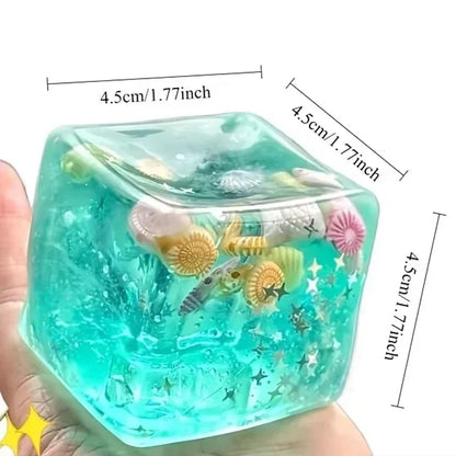 Blue Maltose Squishy Block Cute Mochi Anti Stress Fidget Soft Simulated Bule Transparent Ball Quick-rebound Decompression Gift