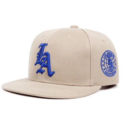 2025 New Los Ange Earth Letter Embroidered Cotton Flat Edge Hat Women Simple Baseball Hat Sunshade Hat Men's Outdoor HipHop Hat